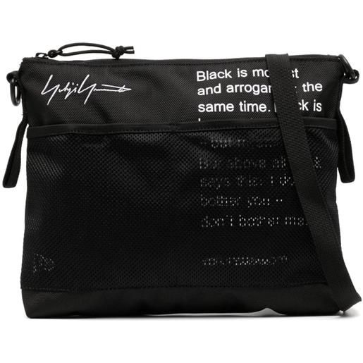 Yohji Yamamoto borsa a spalla con stampa - nero