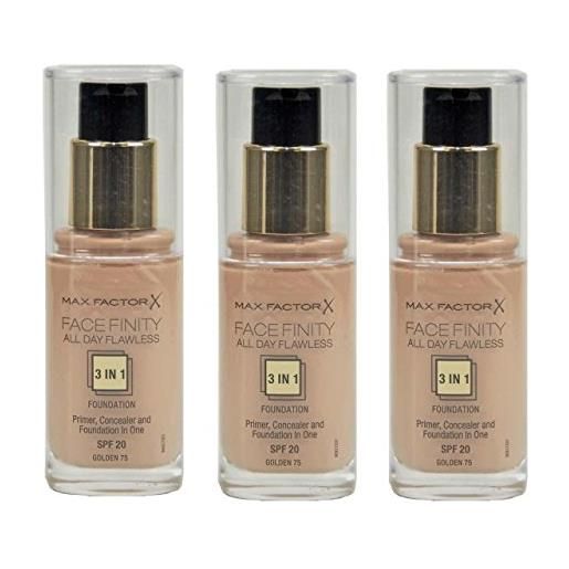 Max Factor 3 x Max Factor facefinity all day flawless 3in1 foundation - golden 75 30ml by Max Factor