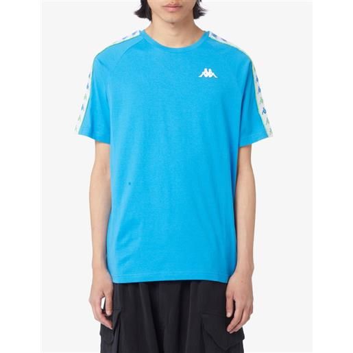 T-shirt maglia maglietta uomo kappa banda 222 azzurro coeni slim cotone 361c28w-a0g