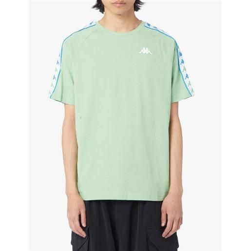 T-shirt maglia maglietta uomo kappa banda 222 verde coeni slim cotone 361c28w-a0j