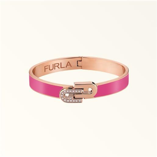 Furla arch double braccialetto hot pink rosa metallo + smalto + strass donna