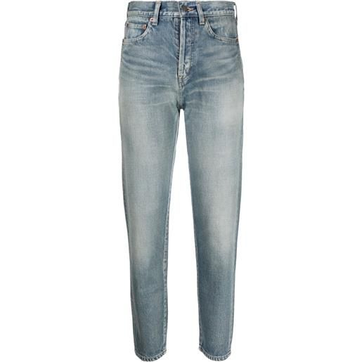 Saint Laurent jeans affusolati a vita alta - blu