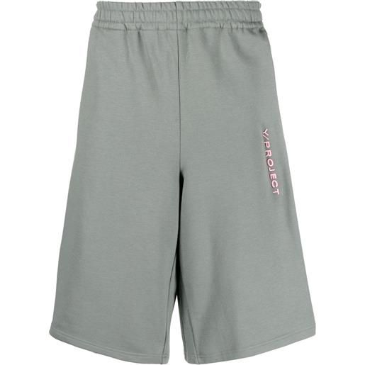 Y/Project shorts sportivi con ricamo - verde
