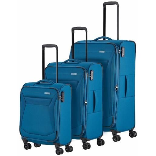 Travelite chios 4 ruote set di valigie 3 pezzi blu