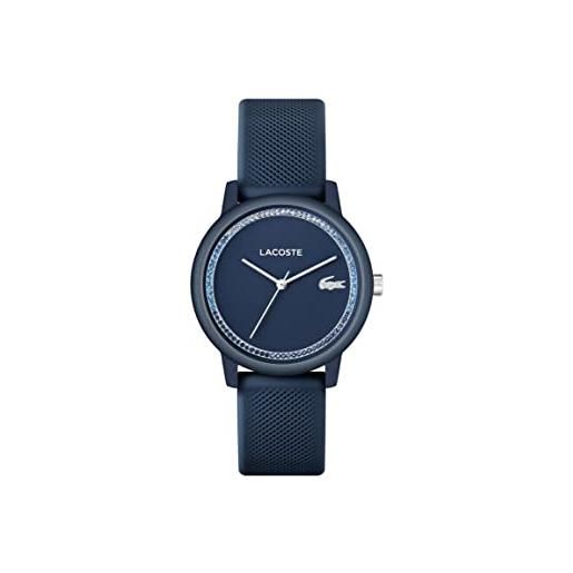 Lacoste orologio analogico al quarzo da donna con cinturino in silicone, blu - 2001290