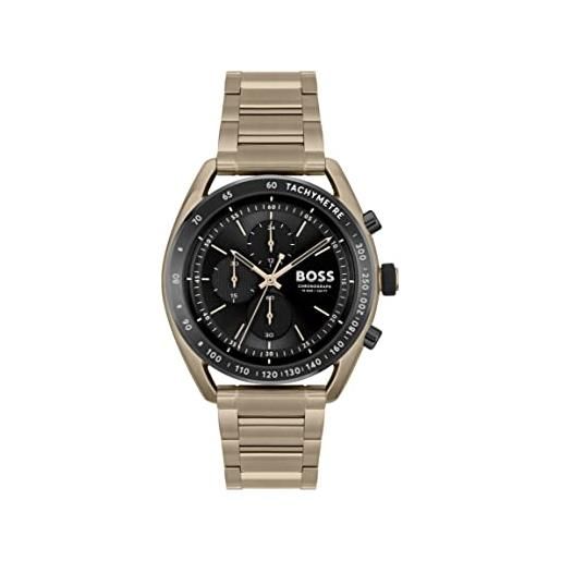 BOSS orologio con cronografo al quarzo da uomo con cinturino in acciaio inossidabile, beige - 1514027
