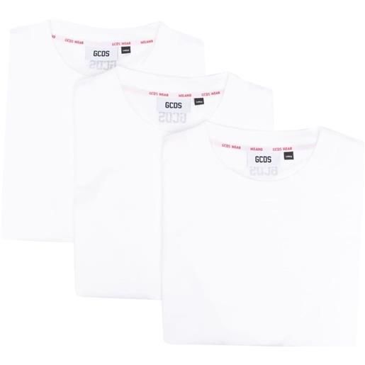 Gcds set di 3 t-shirt con stampa - bianco