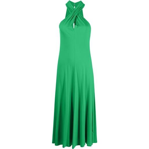 Polo Ralph Lauren abito midi svasato con scollo all'americana - verde