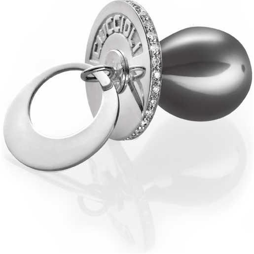 Ciuccioli Gioielli i Ciuccioli Gioielli ciondolo pendente ciuccio in argento pvc nero con zirconi brillanti e collana da 55 cm