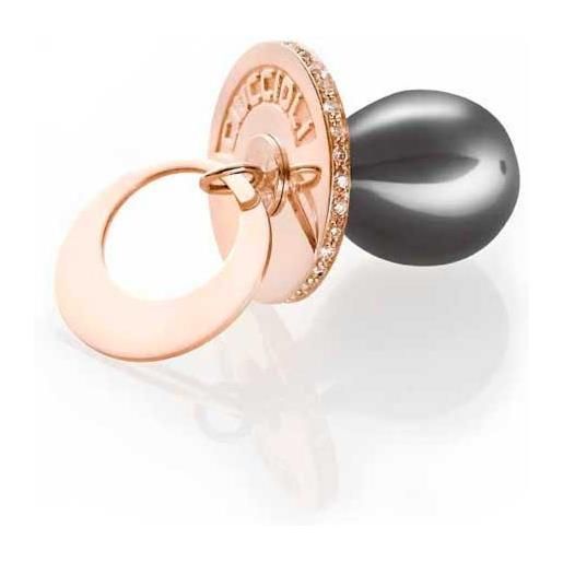 Ciuccioli Gioielli i Ciuccioli Gioielli ciondolo pendente ciuccio piccolo in argento 925 pvd rosa e nero con zirconi e collana da 55 cm