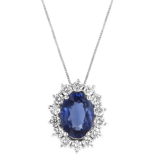 Coscia Gioielli pendente coscia le lune diamonds in oro bianco con diamanti bianchi e zaffiro blu