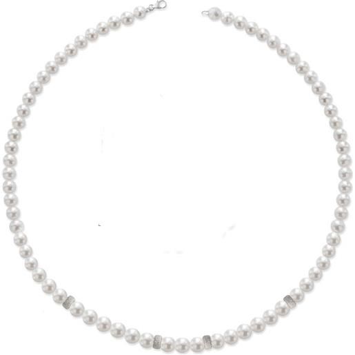 Coscia Gioielli le lune collana di perle con anelli in oro bianco diamantato Coscia Gioielli