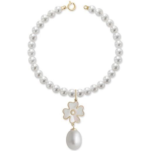 Coscia Gioielli le lune bracciale di perle con pendente quadrifoglio in madreperla e perla a goccia Coscia Gioielli