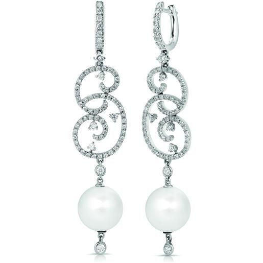 Coscia Gioielli couture diadema orecchini in oro bianco con perle e diamanti Coscia Gioielli