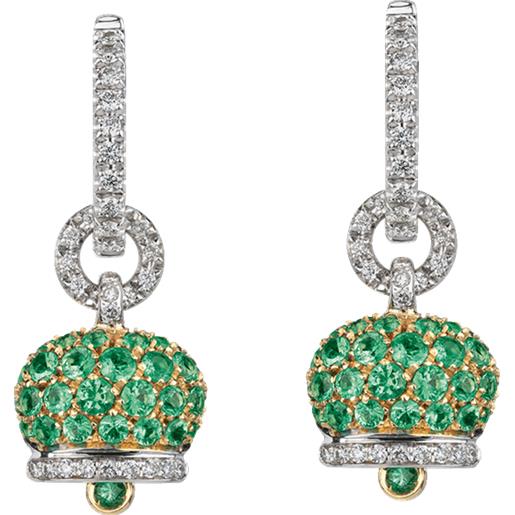 Chantecler Capri orecchini chantecler campanella in oro bicolore con pavè di smeraldi e diamanti