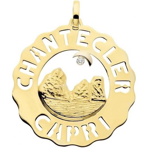 Chantecler Capri ciondolo chantecler logo grande con faraglioni in oro giallo