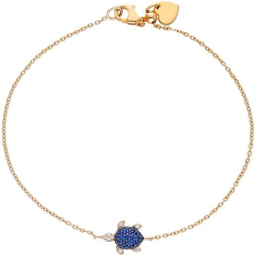 Gioielli Casella bracciale casella gioielli in oro rosa e tartaruga con zaffiri blu e diamanti