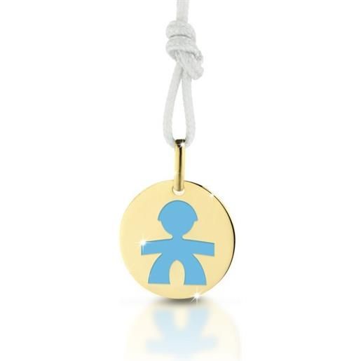 Le bebé primegioie pendente oro giallo con maschietto in smalto azzurro