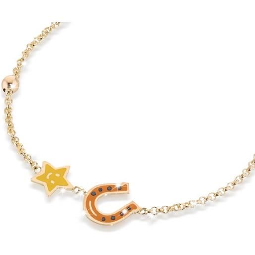 Le bebé bracciale le bebé primegioie fortuna in oro giallo stellina e ferro di cavallo in smalto colorato