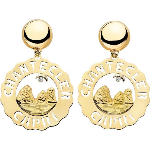 Chantecler Capri chantecler logo orecchini grandi faraglioni in oro giallo e diamanti