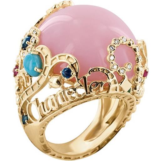 Chantecler Capri chantecler suamèm anello in oro giallo con opale rosa cabochon e turchese, zaffiri, rubini, smeraldi e diamanti