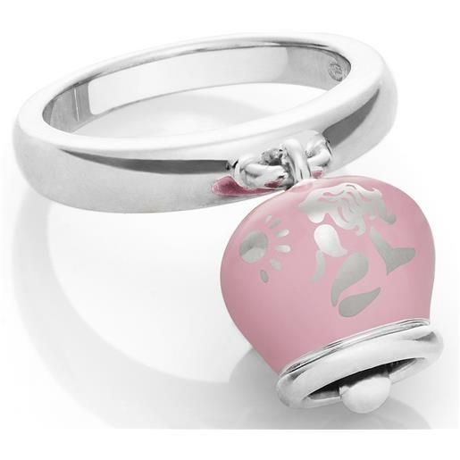 Chantecler Capri chantecler et voilà anello campanella double face, in argento e smalto rosa, con sirena sul retro