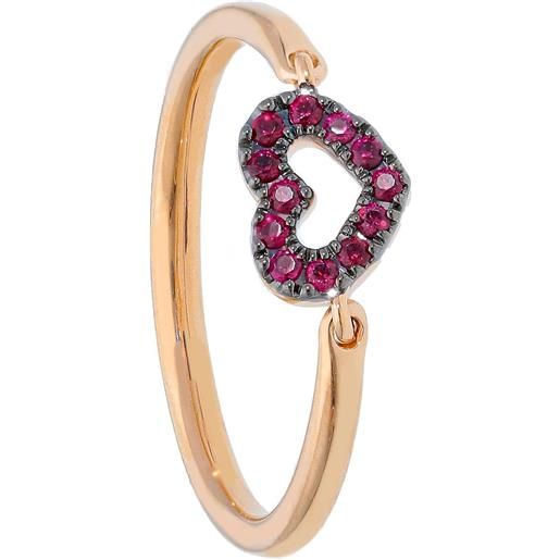 Gioielli Casella anello casella gioielli in oro rosa con cuore di rubini