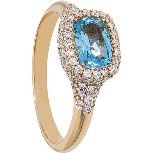 Gioielli Casella anello chevalier casella gioielli in oro rosa con topazio azzurro e diamanti