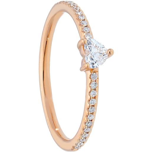 Gioielli Casella anello solitario casella gioielli in oro rosa a cuore con diamanti