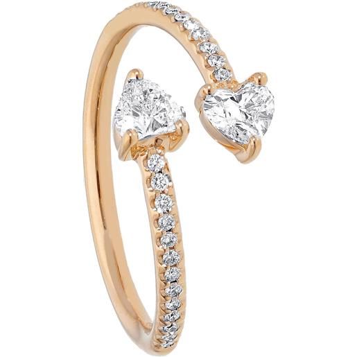 Gioielli Casella anello contrarié casella gioielli in oro rosa con diamanti a cuore