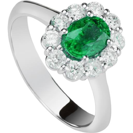 Golay anello Golay in oro bianco con diamanti e smeraldo