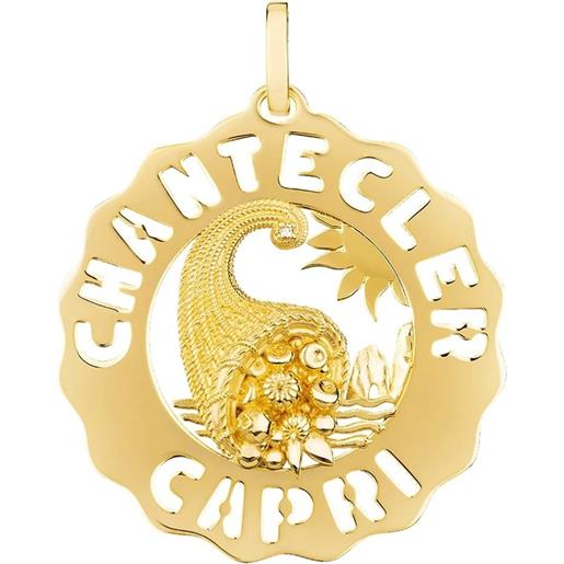 Chantecler Capri ciondolo chantecler logo grande con cornucopia in oro giallo