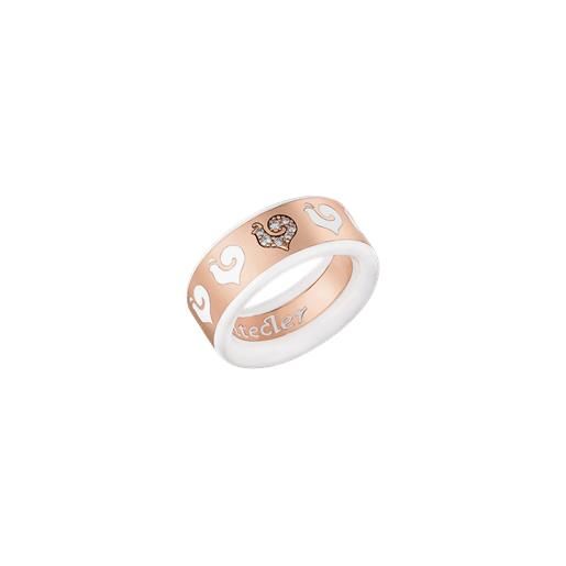 Chantecler Capri anello a fascia chantecler carousèl con pavè di diamanti e smalto bianco