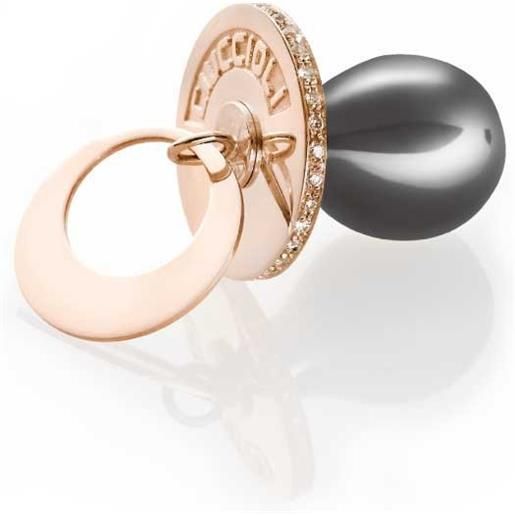 Ciuccioli Gioielli i Ciuccioli Gioielli ciondolo pendente ciuccio in argento e argento pvd rosa e nero con zirconi e collana lunga 55 cm