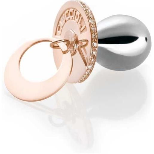 Ciuccioli Gioielli i Ciuccioli Gioielli ciondolo pendente ciuccio in argento pvd rosa e argento con zirconi e collana lunga 55 cm