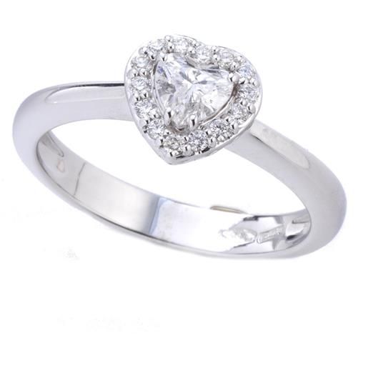 Gioielli Casella anello casella gioielli in oro bianco con diamante a cuore e diamanti
