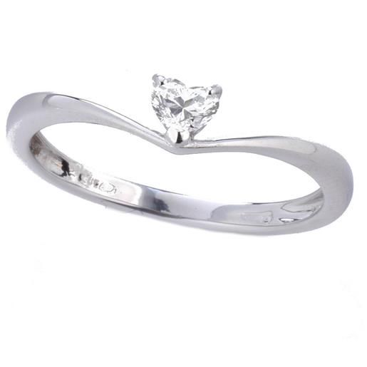 Gioielli Casella anello solitario casella gioielli in oro bianco con diamante a cuore