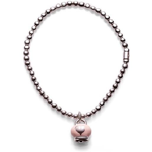 Chantecler Capri bracciale in argento chantecler et voilà con ciondolo campanella micro in argento e smalto rosa