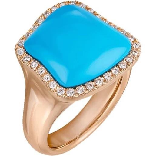 Chantecler Capri anello chantecler enchantè in oro rosa con diamanti e turchese