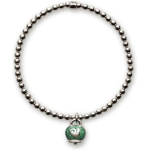Chantecler Capri bracciale in argento chantecler et voilà con ciondolo campanella micro in argento e smalto verde