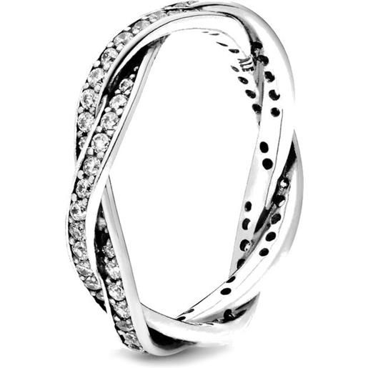 Pandora anello Pandora linee intrecciate in argento con zirconia cubica