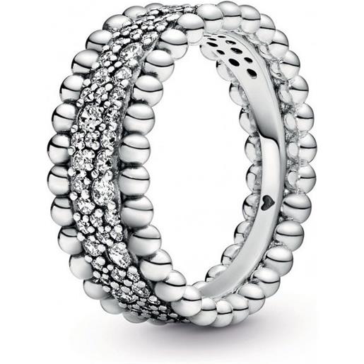 Pandora anello a fascia Pandora in argento con pavè di zirconia cubica