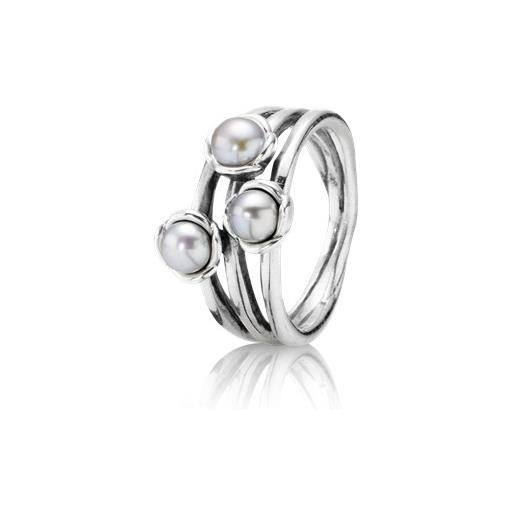 Pandora anello Pandora in argento con 3 perle grigie