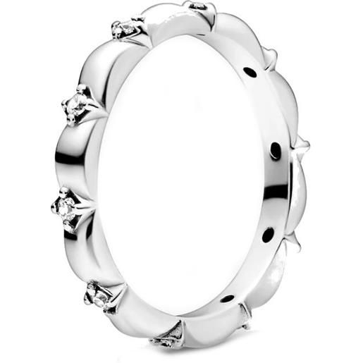 Pandora anello Pandora con fascia a petali di fiore in argento con zirconia cubica