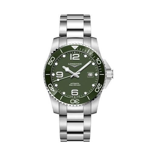 Longines orologio Longines hydro. Conquest con quadrante verde e bracciale in acciaio 41 mm