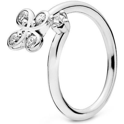 Pandora anello Pandora aperto in argento con fiori con zirconia cubica
