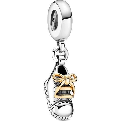 Pandora charm pendente Pandora scarpina da neonato in argento e oro giallo
