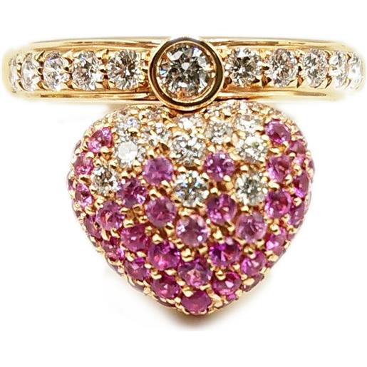 Leo Pizzo anello Leo Pizzo in oro rosa a cuore con diamanti bianchi e zaffiri rosa