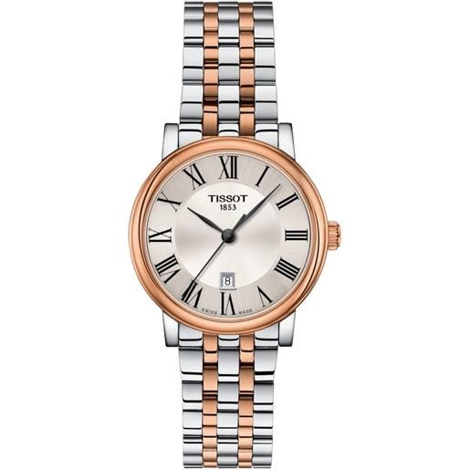 Tissot orologio Tissot carson premium lady con quadrante argento e bracciale in acciaio pvd oro rosa