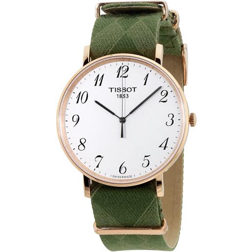 Tissot orologio Tissot everytime big gent con quadrante bianco e cinturino in tessuto verde